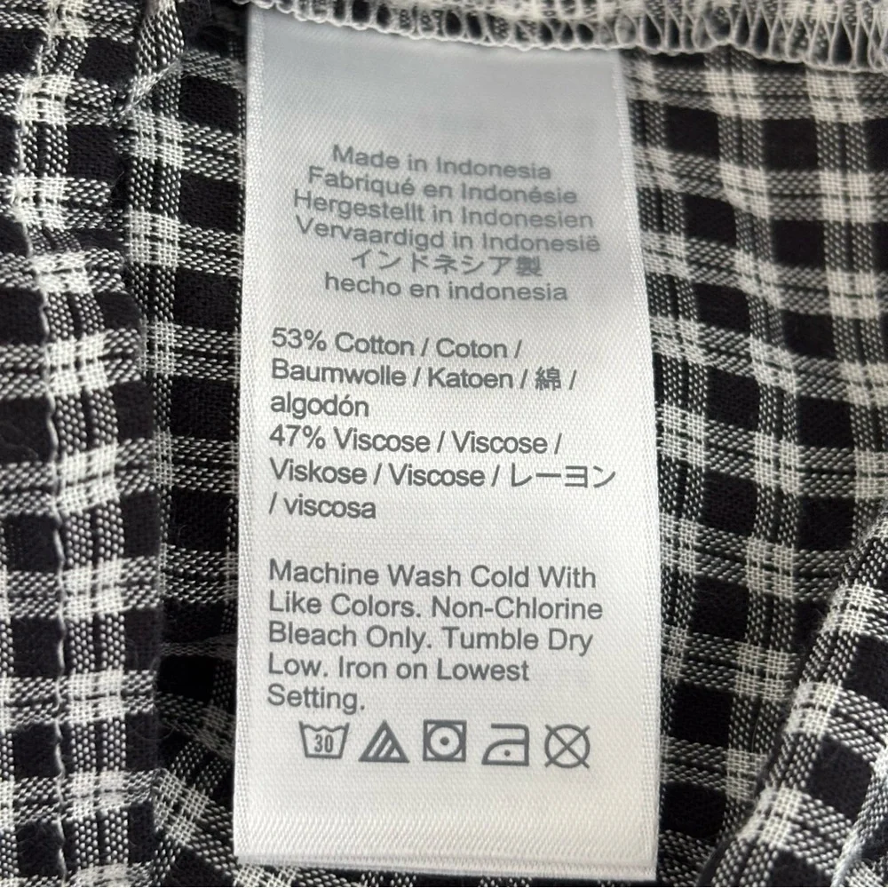 J Crew Ruffle Blouse NWT Black & White Plaid Cotton Blend Cottagecore 10